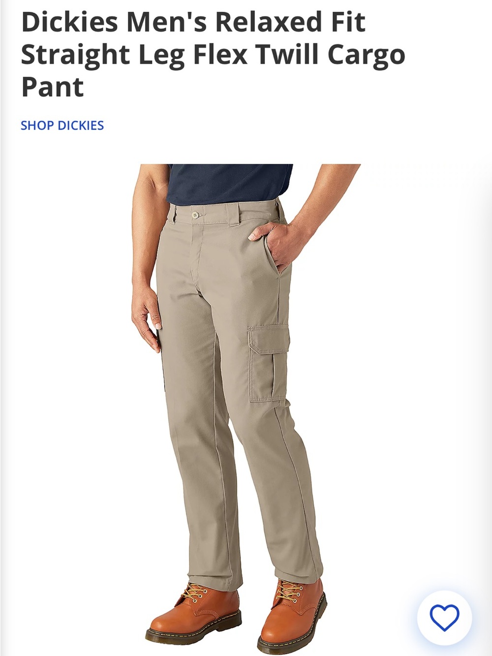 NWOT Dickies Men's Relaxed Straight Leg Cargo Pants - Khaki